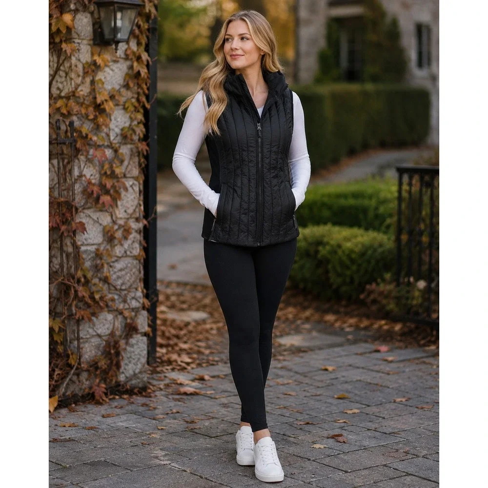 Calvin Klein Performance Vest Women Small Black Puffer‎ Gorpcore Athleisure